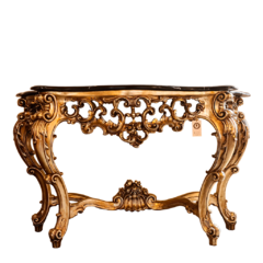 Aparador estilo barroco com detalhes minuciosos em resina folheada, refletindo a qualidade artesanal da Marcenaria Tiradentes.