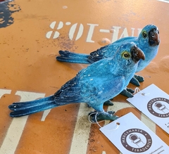 Pássaro Decorativo de Resina Azul com Bico Escuro - comprar online