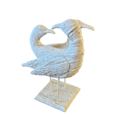 Escultura Três Pássaros Decorativos em Resina Branca