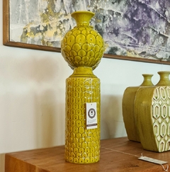 Centro de Mesa Vaso de Cerâmica Verde Alto com Relevos na internet
