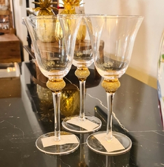 Taça Decorativa de Vidro para Vinho com Strass e Dourado - comprar online