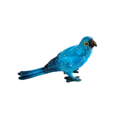 Pássaro Decorativo de Resina Azul com Bico Escuro