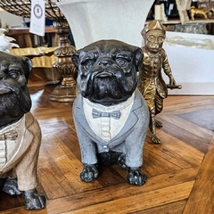 Escultura Decorativa Cachorro Bulldog Cinza em Poliresina - comprar online