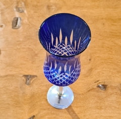 Taça Decorativa de Cristal Azul Base Estanho para Champagne na internet