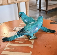 Pássaro Decorativo de Resina Verde Água - loja online