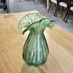 Vaso Decorativo Leque G 28cm de Vidro Verde Tipo Murano - comprar online