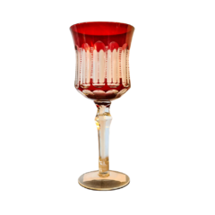 Taça Decorativa de Vidro Vermelha e Transp. para Vinho Grande