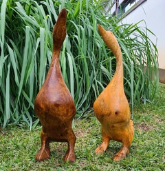 Escultura de Ganso Esculpido em Peça Única de Madeira TAM. M - loja online