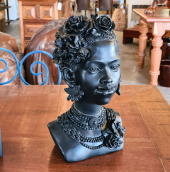 Escultura Busto Decorativo Mulher com Coque em Resina Preta - comprar online