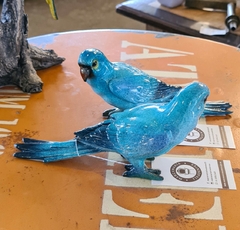 Pássaro Decorativo de Resina Verde Água na internet