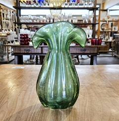 Vaso Decorativo Leque G 28cm de Vidro Verde Tipo Murano na internet