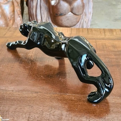 Escultura Pantera Ataque Preta Brilhante Pequena em Resina na internet
