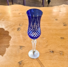 Taça Decorativa de Cristal Azul Base Estanho para Champagne - loja online