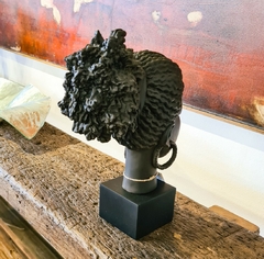 Imagem do Escultura Busto Mulher com Brinco em Resina Marrom