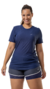 Camiseta Feminina Gola Careca em Poliamida - Azul Marinho - comprar online