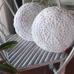 Almohadon 40cm diam. Crochet blanco