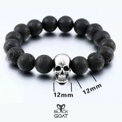 Bracelete - Skull Black Lava Beads - comprar online