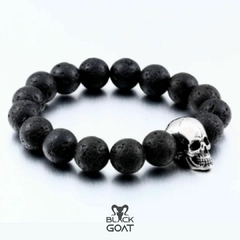 Bracelete - Skull Black Lava Beads na internet