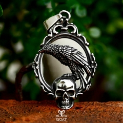 Pingente - Mirror with Crow and Skull - Black Goat