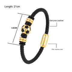 Pulsera de hilo de cuero tejido de fútbol de cuero (CMP BRZ1001)