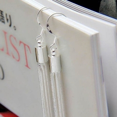 Pendientes de cadena chapados en plata para mujer, joyería elegante (CMP ART10080) en internet