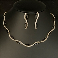 Conjunto de joyería de Gargantilla de onda collar de cristal chapado en plata (CMP CJT10016) - CMP Shopping Global