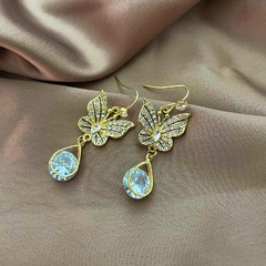 Pendiente de gota con forma de mariposa y búho para mujer, aretes con diamantes (CMP ART10067) en internet