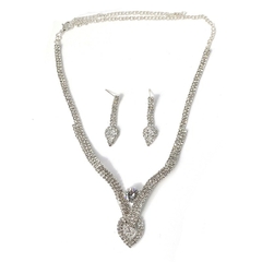 Conjunto de collar y pendientes de cristal con patrón de corazón (CMP CJT10015) - comprar en línea