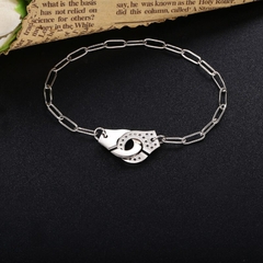 Pulsera de plata de ley 100% auténtica para mujer, brazalete de cadena (CMP PLS10034)