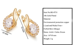 Pendientes de aro de circonita con baño de oro de 18 k para mujer (CMP ART10031) - tienda en línea