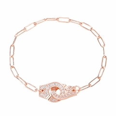 Pulsera de plata de ley 100% auténtica para mujer, brazalete de cadena (CMP PLS10034)