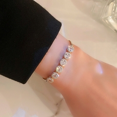 Pulsera de cristal redondo chapada en oro de 14K para mujer y niña (CMP PLS1009) en internet