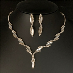 Conjunto de joyería de Gargantilla de onda collar de cristal chapado en plata (CMP CJT10016) - CMP Shopping Global