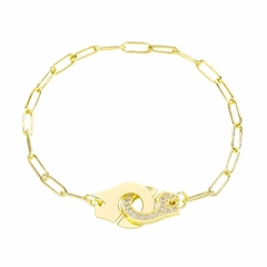 Pulsera de plata de ley 100% auténtica para mujer, brazalete de cadena (CMP PLS10034) - tienda en línea