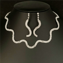 Conjunto de joyería de Gargantilla de onda collar de cristal chapado en plata (CMP CJT10016)