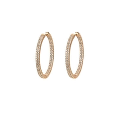 Pendientes de aro grandes de 35 mm para mujer, joyería de moda, chapado en oro de 18k (CMP ART10033) - tienda en línea