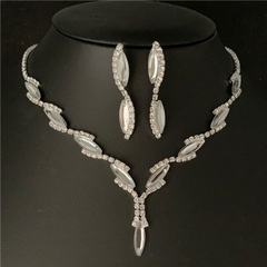 Conjunto de joyería de Gargantilla de onda collar de cristal chapado en plata (CMP CJT10016)