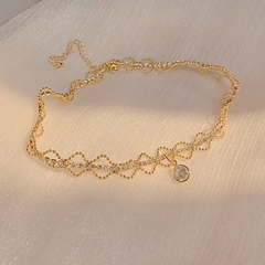 Imagen de Collar de cadena con colgante de cristal de doble baño de oro Real de 14k CMP CLL10035)