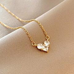 Collar de cadena con colgante de corazón para mujer bañado en oro de 14k (CMP CLL10037) - comprar en línea