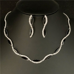 Conjunto de joyería de Gargantilla de onda collar de cristal chapado en plata (CMP CJT10016) en internet