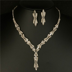 Conjunto de joyería de Gargantilla de onda collar de cristal chapado en plata (CMP CJT10016) - comprar en línea