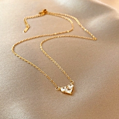 Collar de cadena con colgante de corazón para mujer bañado en oro de 14k (CMP CLL10037)