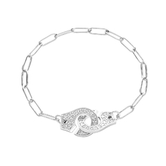 Pulsera de plata de ley 100% auténtica para mujer, brazalete de cadena (CMP PLS10034)