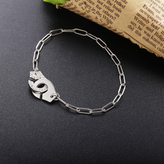 Pulsera de plata de ley 100% auténtica para mujer, brazalete de cadena (CMP PLS10034)