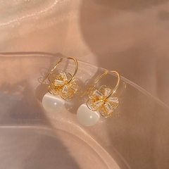 Pendientes de gota de flores de circón de ópalo de oro Real de 14K para mujer (CMP ART10053) - comprar en línea