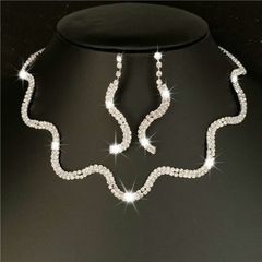 Conjunto de joyería de Gargantilla de onda collar de cristal chapado en plata (CMP CJT10016)