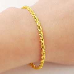 Pulsera con chapado en oro para hombre y mujer, brazalete trenzado de 3MM (CMP PLS10031)