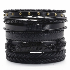 Pulsera de cuero Punk para hombre y mujer, pulsera de 5 unidades/juego, informal (CMP BRZ1001) - CMP Shopping Global