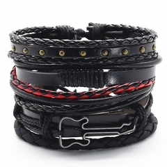 Pulsera de cuero Punk para hombre y mujer, pulsera de 5 unidades/juego, informal (CMP BRZ1001)