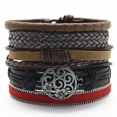 Imagen de Pulsera de cuero Punk para hombre y mujer, pulsera de 5 unidades/juego, informal (CMP BRZ1001)